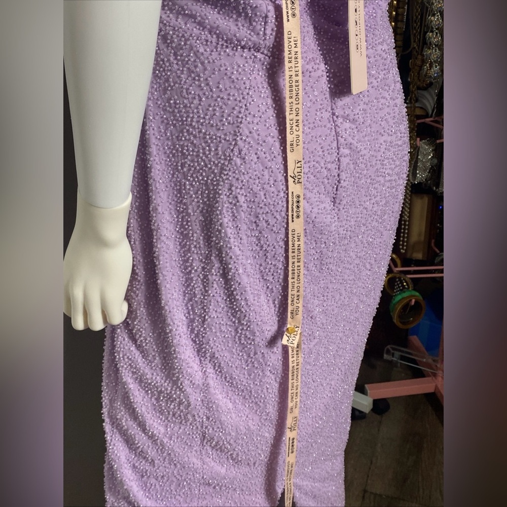 Oh Polly Venice Embellished Plunge Halter Neck Midaxi Dress in Lilac Size 10 - Picture 15 of 16